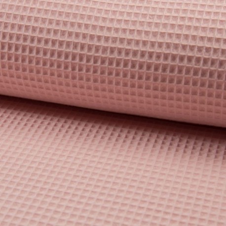 Coupon 3m Tissu Nid D'abeille Uni Saumon Foncé