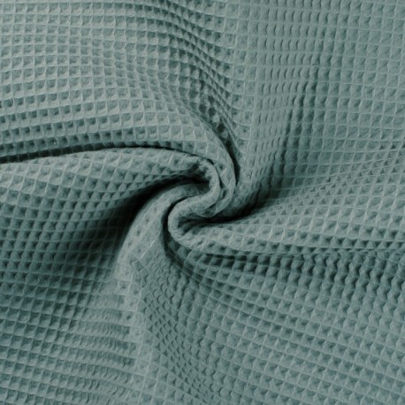 Coupon 3m Tissu Nid d'abeille Uni Bleu Vert 