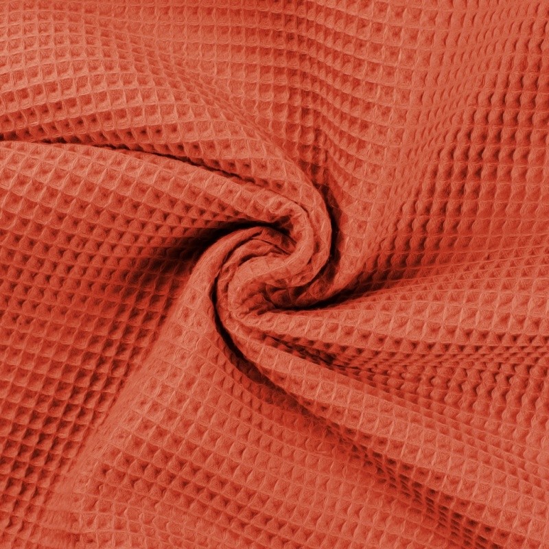 Coupon 3m Tissu Nid d'abeille Uni Peche 