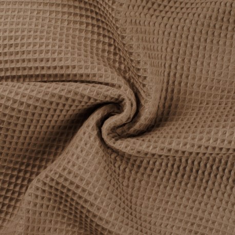 Coupon 3m Tissu Nid d'abeille Uni Dark Taupe 