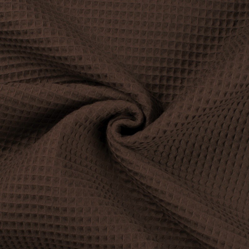 Coupon 3m Tissu Nid d'abeille Uni Marron 