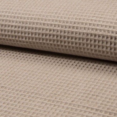 Coupon 3m Tissu Nid D'abeille Chiné Sable