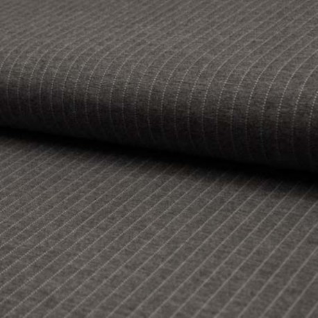 Coupon 3m Tissu Rayure Nylon Gris/Blanc