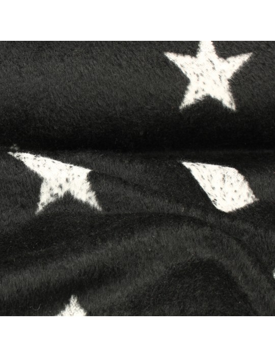Tissu lainage étoiles et losanges noir