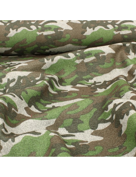Tissu lainage camouflage vert / 