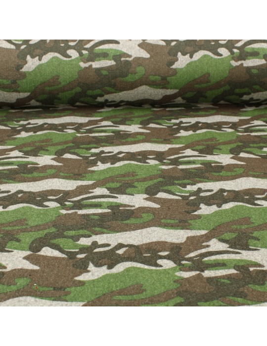 Tissu lainage camouflage vert / 