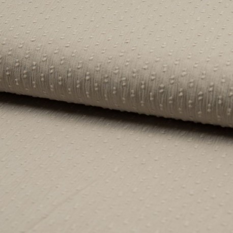 Coupon 3m Tissu Voile Gaufre Plumetis Sable 