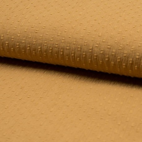Coupon 3m Tissu Voile Gaufre Plumetis Caramel