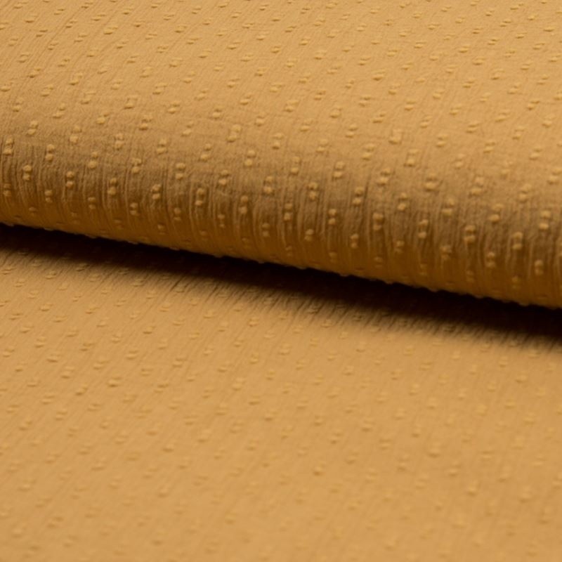 Coupon 3m Tissu Voile Gaufre Plumetis Caramel