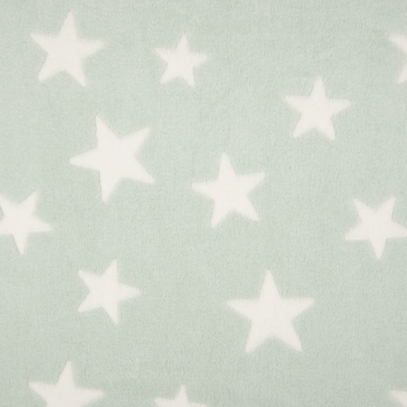Coupon 3m Tissu Polaire Etoile Menthe blanc 