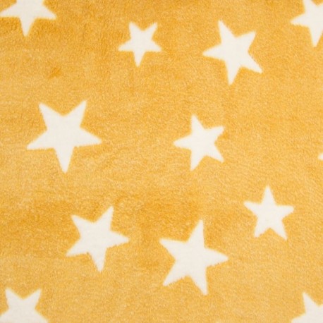 Coupon 3m Tissu Polaire Etoile Ocre blanc