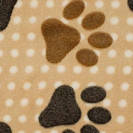 Coupon 3m Tissu Polaire Pattes De Chien Marron 