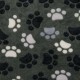 Coupon 3m Tissu Polaire Pattes de Chien Gris Noir 