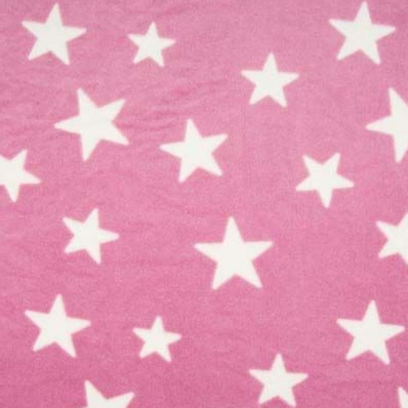 Coupon 3m Tissu Polaire Etoile Rose 