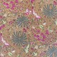 Coupon 3m Tissu Blockprint Impression Tampons Mains Végétal Fond Marron Clair
