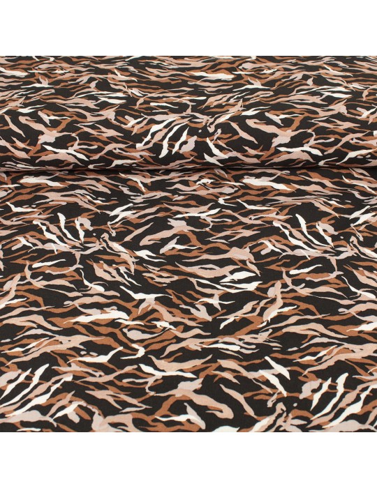 Tissu viscose imprimé camouflage marron