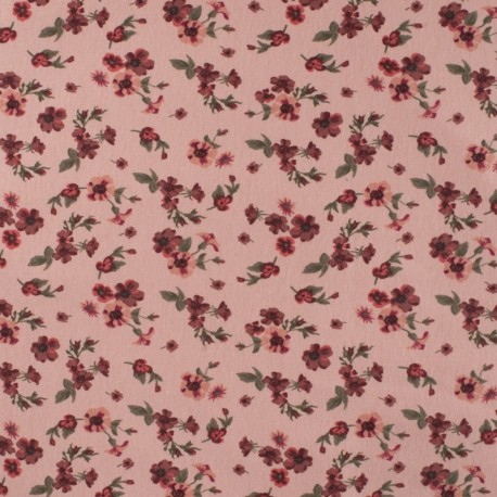 Coupon 3m Tissu Happy Fleece Imprimé Fleurs Poudre 