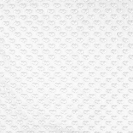 Coupon 3m Tissu Minky Coeur Ecru