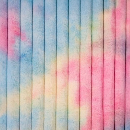 Coupon 3m Tissu Fausse Fourrure Arc En Ciel 