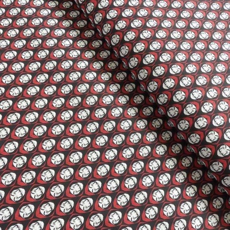 Coupon 3m Tissu Popeline Digitale La Casa De Papel Noir