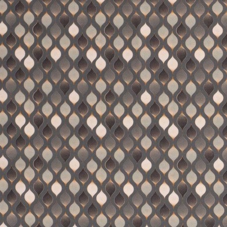 Coupon 3m Tissu Popeline Imprimé Ornement Vert