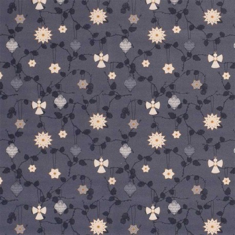 Coupon 3m Tissu Popeline Imprimé Ange Gris 