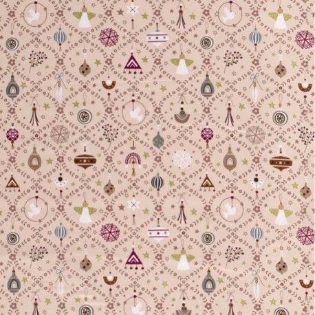 Coupon 3m Tissu Popeline Imprimé Boule Rose 