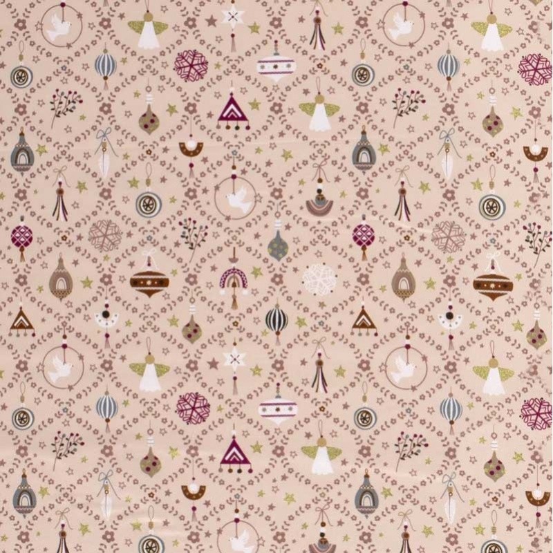 Coupon 3m Tissu Popeline Imprimé Boule Rose 