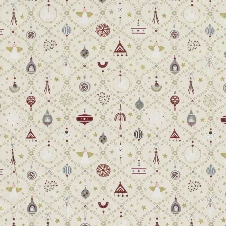 Coupon 3m Tissu Popeline Imprimé Boule Beige