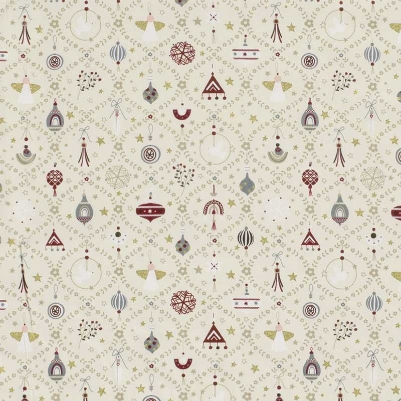 Coupon 3m Tissu Popeline Imprimé Boule Beige