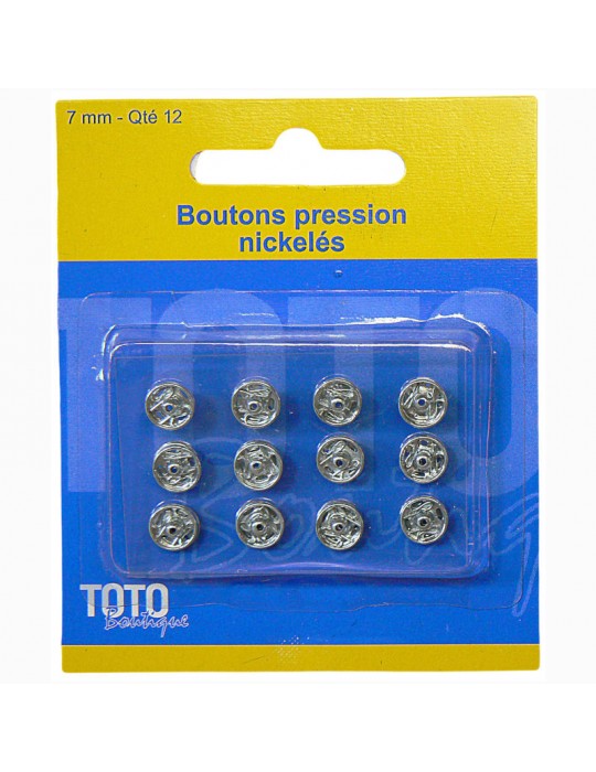 Boutons pression nickelés 7 mm