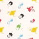 Coupon 3m Tissu Popeline de Coton Imprimé Pays Fond Blanc Cassé