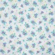 Coupon 3m Tissu Popeline Imprimé Fleurs Bleu