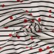 Coupon 3m Tissu Popeline de Coton Impression Digitale Rayé Cerise