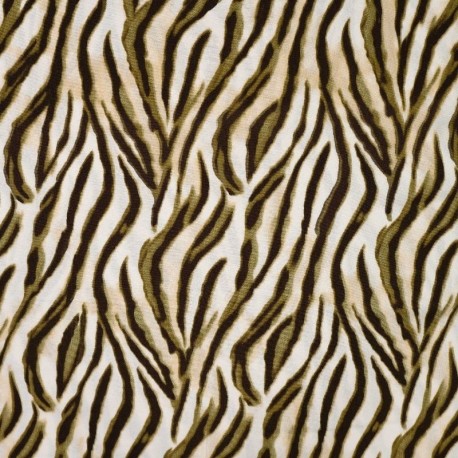 Coupon 3m Tissu Popeline de Viscose Imprimé Zebre Marron 