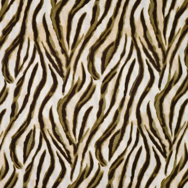 Coupon 3m Tissu Popeline de Viscose Imprimé Zebre Marron 