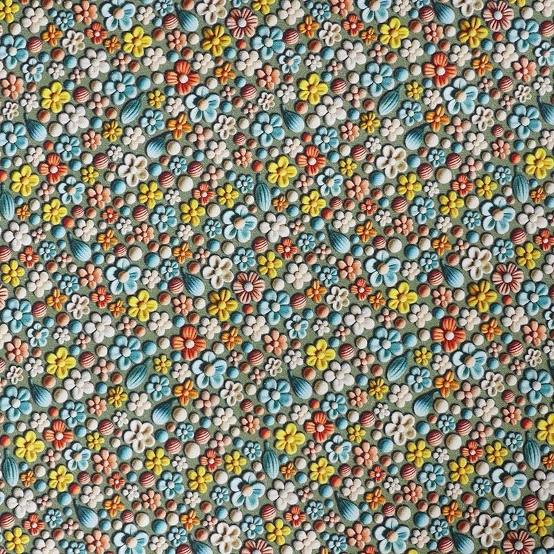 Coupon 3m Tissu Popeline Splash 3d Fleurs 