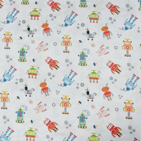 Coupon 3m Tissu Popeline Robotique Robots 