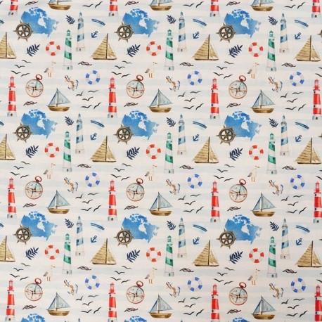 Coupon 3m Tissu Popeline Moments Marin 