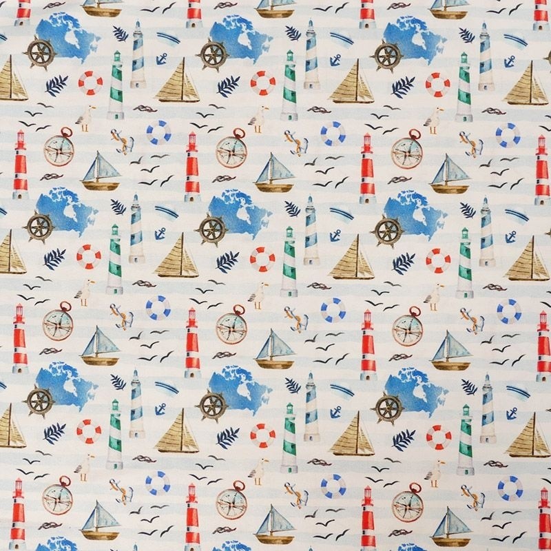 Coupon 3m Tissu Popeline Moments Marin 