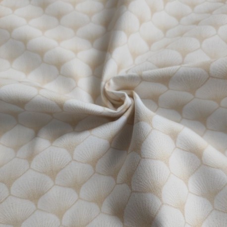 Coupon 3m Tissu Popeline Eventails Ecru