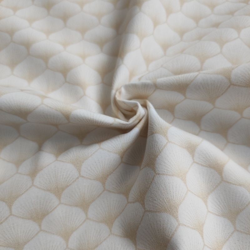 Coupon 3m Tissu Popeline Eventails Ecru