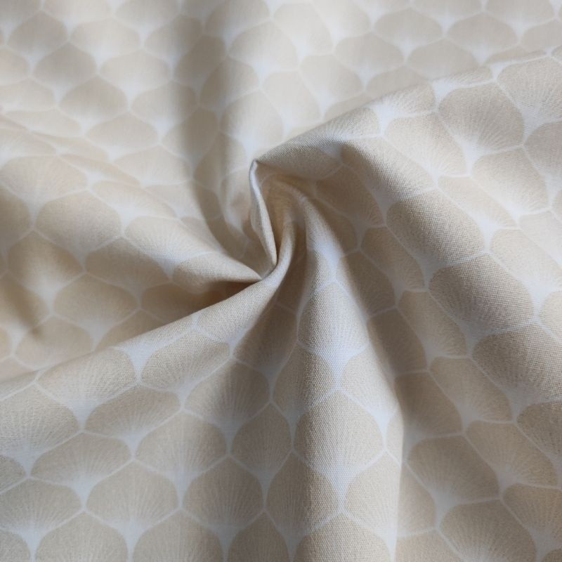 Coupon 3m Tissu Popeline Eventails Beige
