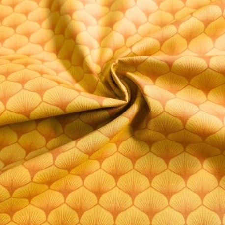 Coupon 3m Tissu Popeline Eventails Orange 
