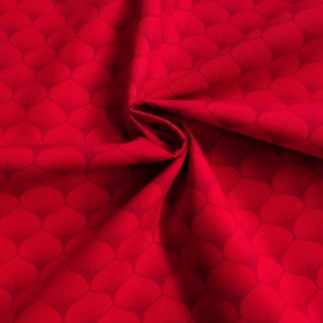 Coupon 3m Tissu Popeline Eventails Rouge 