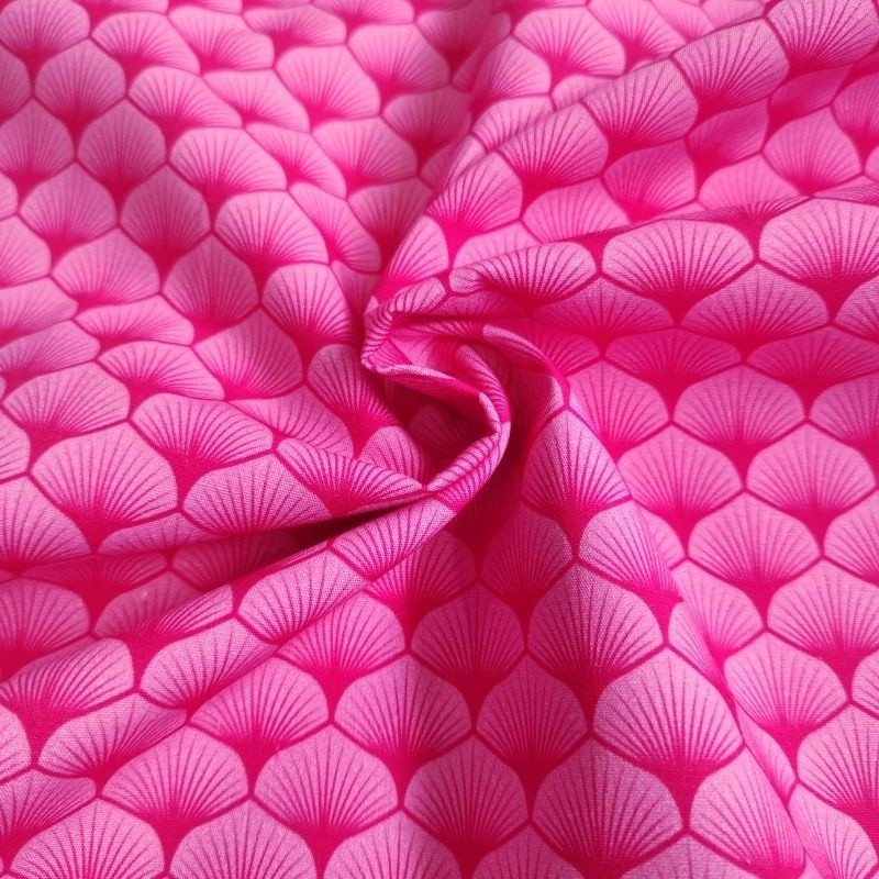 Coupon 3m Tissu Popeline Eventails Rose