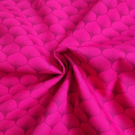 Coupon 3m Tissu Popeline Eventails Fuchsia