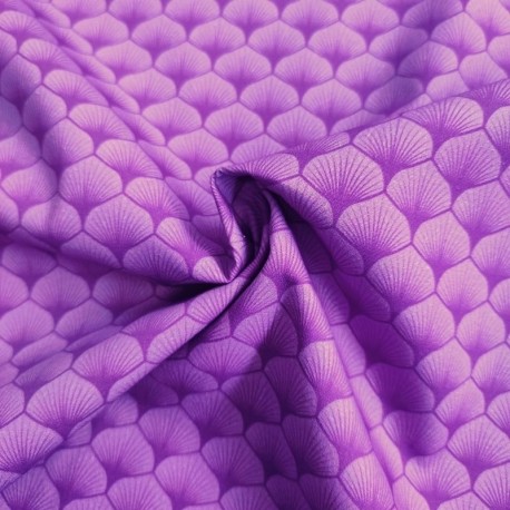 Coupon 3m Tissu Popeline Eventails Violet 