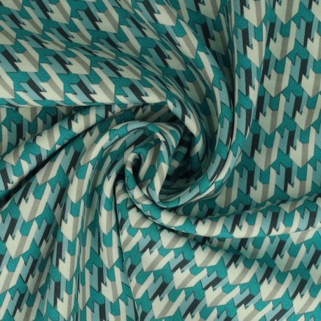 Coupon 3m Tissu Popeline De Viscose Imprimée Abstrait Vert