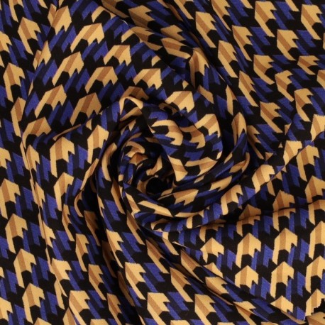 Coupon 3m Tissu Popeline De Viscose Imprimée Abstrait Multico